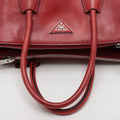 Prada Red Leather Glace Double Zip 2 Way Tote Bag #1941 by Bolt Boutique