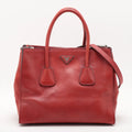 Prada Red Leather Glace Double Zip 2 Way Tote Bag #1941 by Bolt Boutique