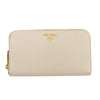 Prada Saffiano Leather Beige Zip Around Wallet #3230