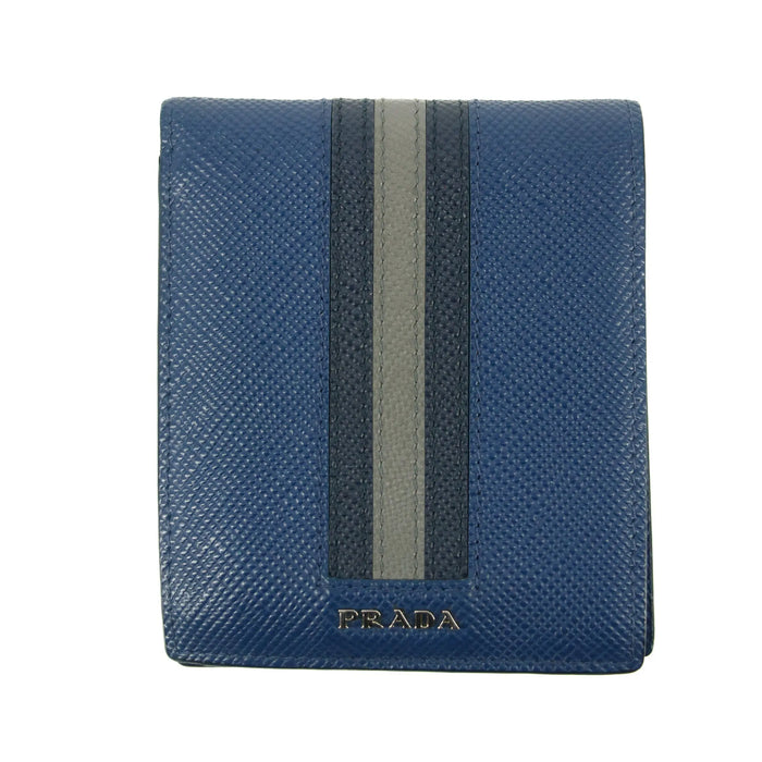 Prada Saffiano Leather Blue Mens Bifold Wallet #4721 by Bolt Boutique