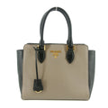 Prada Saffiano Leather Grey/Black Top Handle Tote #5808 by Bolt Boutique