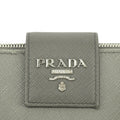 Prada Saffiano Leather Grey Metal Medium Wallet #3918 by Bolt Boutique