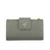 Prada Saffiano Leather Grey Metal Medium Wallet #3918