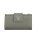 Prada Saffiano Leather Grey Metal Medium Wallet #3918 by Bolt Boutique