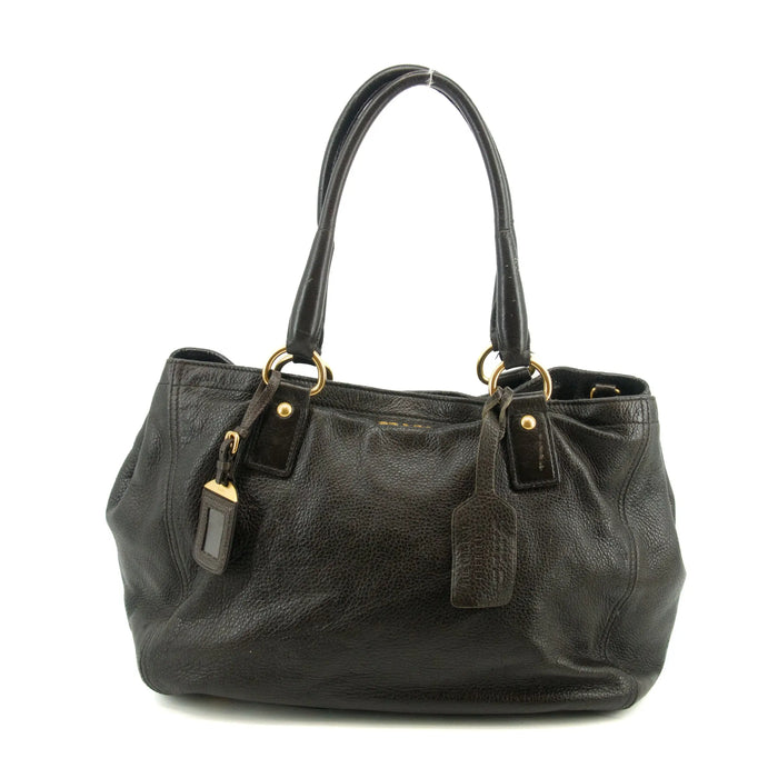 Prada Vitello Daino Black Leather 2Way Shoulder Bag #3598 by Bolt Boutique