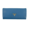 Prada Vitello Daino Blue Continental Flap Long Wallet #3823