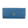 Prada Vitello Daino Blue Continental Flap Long Wallet #3823 by Bolt Boutique