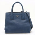 Prada Vitello Daino Leather 2 Way Handbag Navy Blue BN2693 #1981 by Bolt Boutique