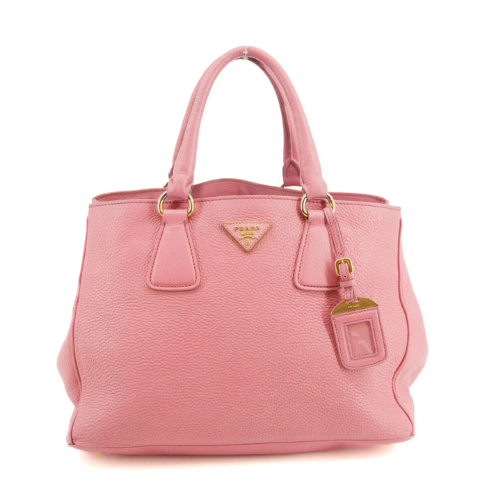 Prada Vitello Daino Leather Bauletto Pink Tote Bag #3596 by Bolt Boutique