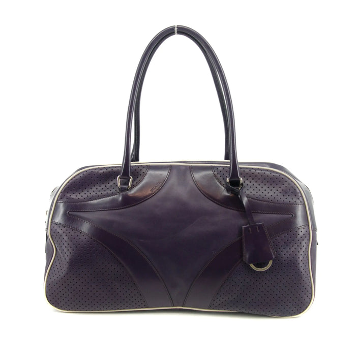 Prada Vitello Drive Perforated Bowling Bag Purple #2848 by Bolt Boutique