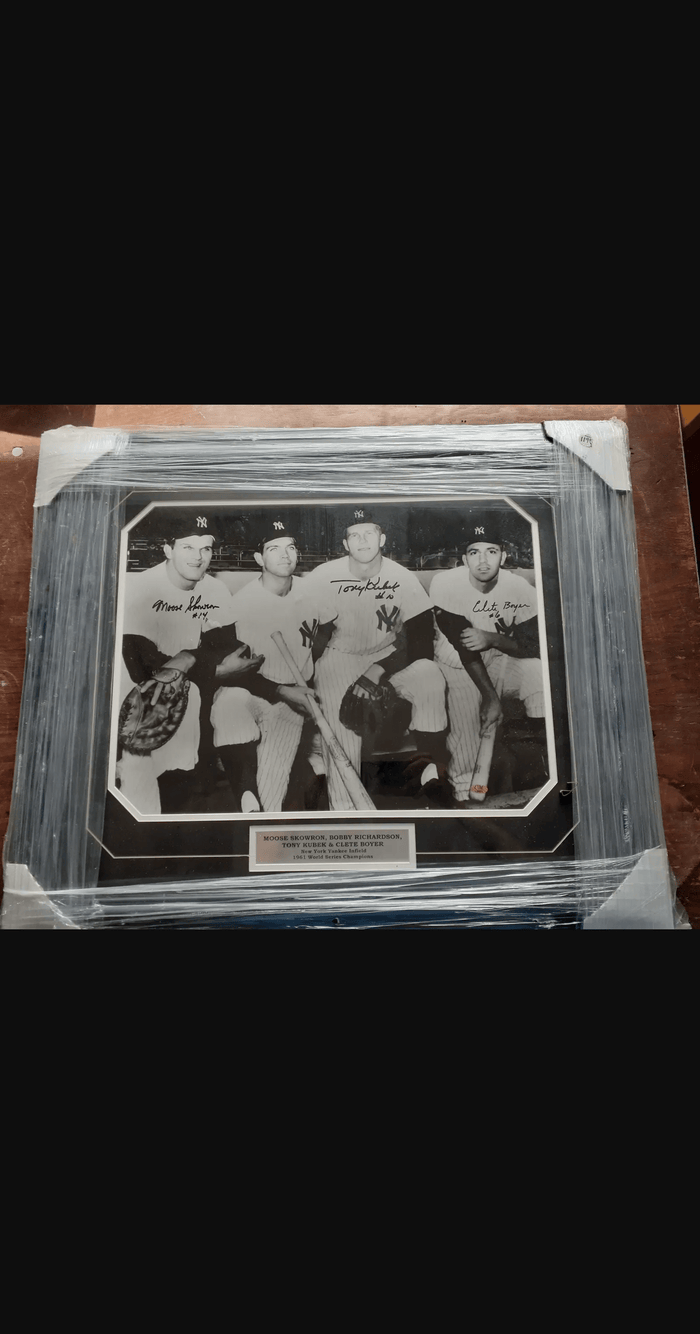 1961 NY Yankees Signed Infield Framed Photo, 3 Signatures (COA) by Price Is Right Miami