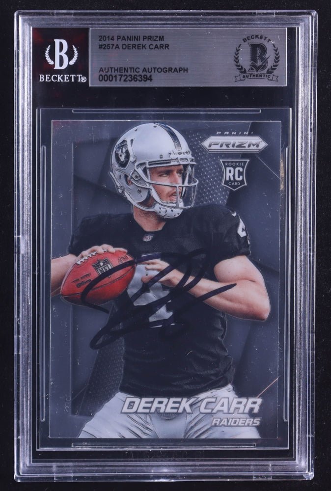 Derek Carr Signed 2014 Panini Prizm #257A RC (BGS) Rookie Card by Price Is Right Miami
