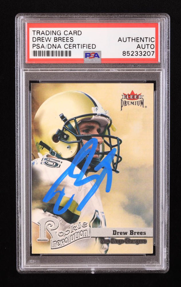 Drew Brees Signed 2001 Fleer Premium Rookie Revolution #3 RC (PSA) by Price Is Right Miami