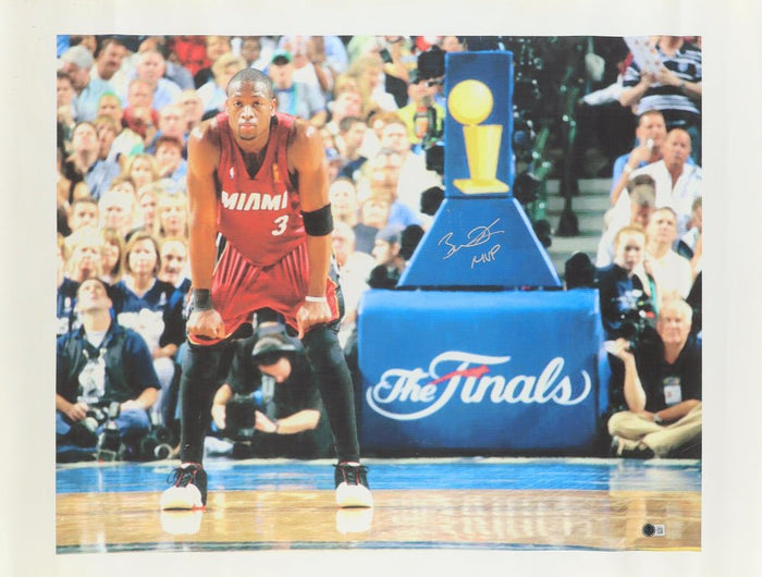 Dwyane Wade Signed Heat 28x36 Canvas Print Inscribed "MVP" (Beckett) by Price Is Right Miami
