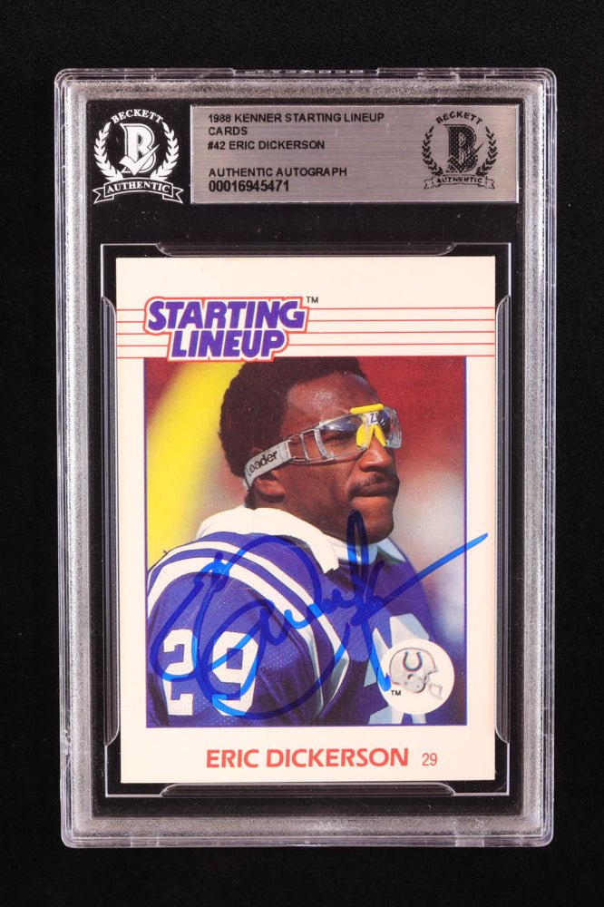 Eric Dickerson Signed 1988 Kenner Starting Lineup Cards #42 (BGS) by Price Is Right Miami