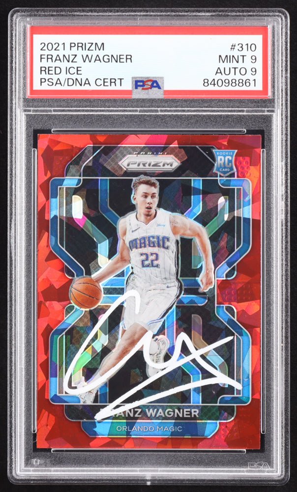 Franz Wagner Signed 2021-22 Panini Prizm Prizms Red Ice #310 RC (PSA 9 | Autograph Graded PSA 9) Rookie Card by Price Is Right Miami