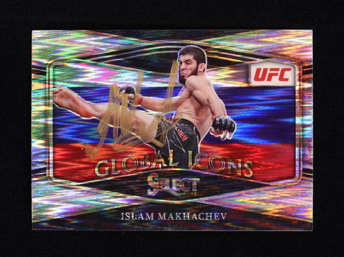 Islam Makhachev Signed 2022 Select UFC Global Icons Prizms Flash #16 (Beckett) by Price Is Right Miami