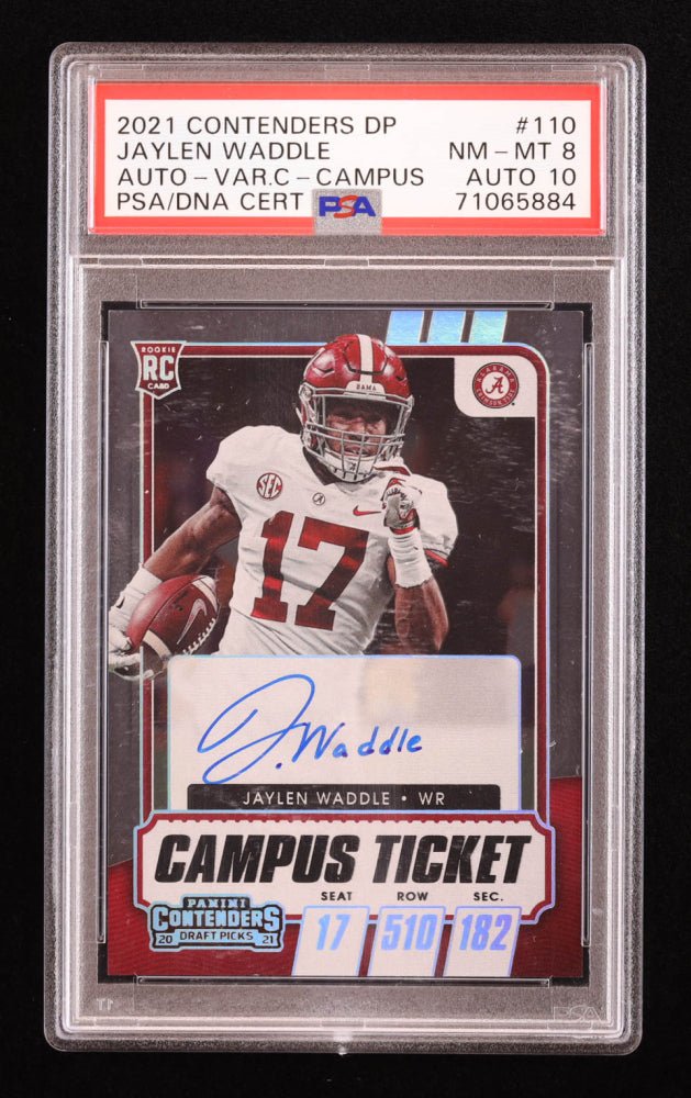 Jaylen Waddle 2021 Contenders Campus Ticket #110 RC (PSA 8) by Price Is Right Miami