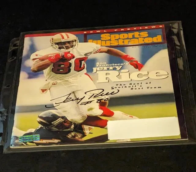 Jerry Rice autographed sports illustrated magazine with coa by Price Is Right Miami