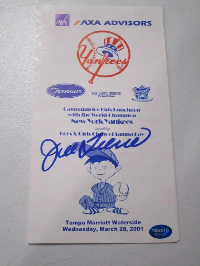 Joe Torre Yankees Signed Program (TAA COA) by Price Is Right Miami