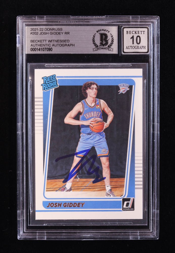 Josh Giddey Signed 2021-22 Donruss #202 RR RC (BGS | Auto 10) Rookie Card | Beckett Witnessed by Price Is Right Miami