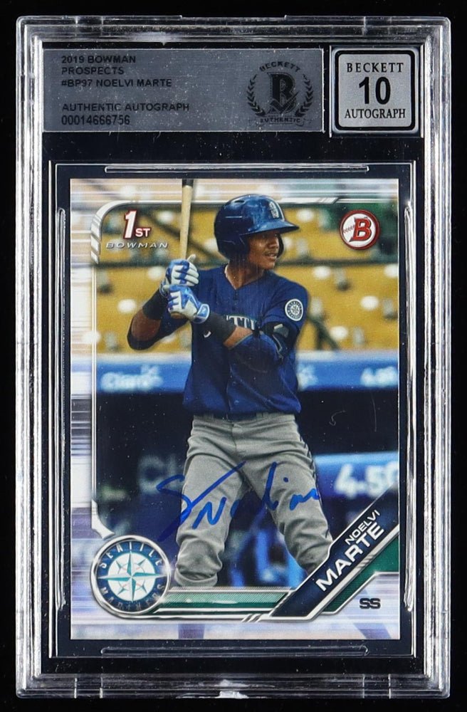 Noelvi Marte Signed 2019 Bowman Prospects #BP97 RC (BGS 10) by Price Is Right Miami