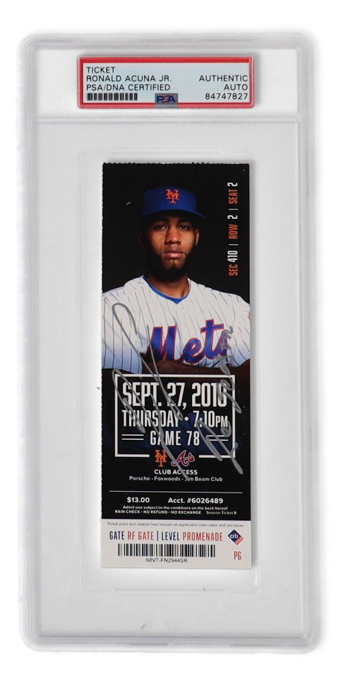 Ronald Acuna Jr. Signed 2018 Rookie Season MLB Ticket Inscribed "RC Season" (PSA) by Price Is Right Miami
