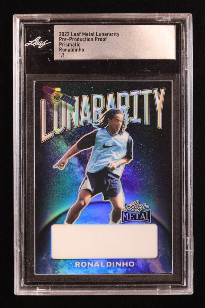 Ronaldinho 2022 Leaf Metal Lunararity Pre-Production Proof Prismatic #1/1 (Leaf) by Price Is Right Miami