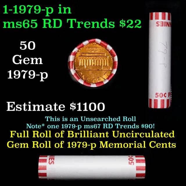 1979-P Lincoln Cent Shotgun Roll, 50 Coins (Bank Wrapped) by Price Is Right Miami