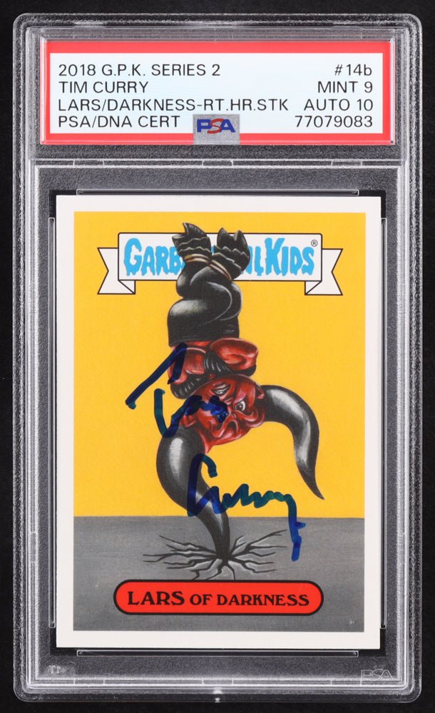 Tim Curry Signed 2018 Topps Garbage Pail Kids Oh The Horror-ible! #RH14b Lars of Darkness (PSA 9 | Auto 10) by Price Is Right Miami