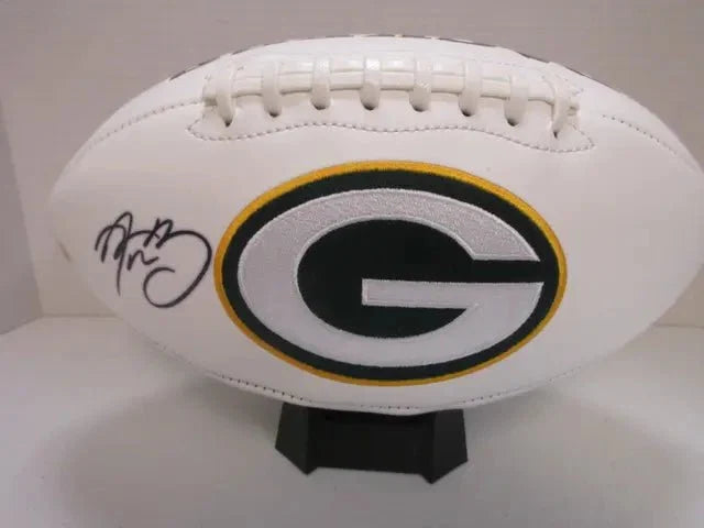 Aaron Rodgers Packers Signed Logo Football (PAAS COA) by Price Is Right Miami