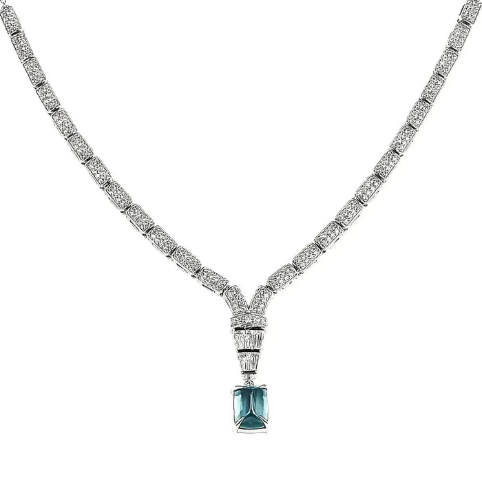 Natural London Blue Topaz Birthstone Necklace by Fine Color Jewels