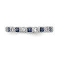 Princess Blue Sapphire Diamond Prong 14K White Gold Half Eternity Band Ring by Fine Color Jewels