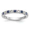 Princess Blue Sapphire Diamond Prong 14K White Gold Half Eternity Band Ring