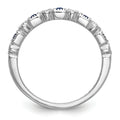 Princess Blue Sapphire Diamond Prong 14K White Gold Half Eternity Band Ring by Fine Color Jewels