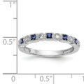 Princess Blue Sapphire Diamond Prong 14K White Gold Half Eternity Band Ring by Fine Color Jewels