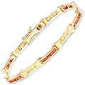 Princess Orange Sapphire Channel Silver Tennis Link Bracelet by Fine Color Jewels
