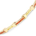 Princess Orange Sapphire Channel Silver Tennis Link Bracelet by Fine Color Jewels
