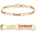 Princess Orange Sapphire Channel Silver Tennis Link Bracelet by Fine Color Jewels