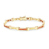 Princess Orange Sapphire Channel Silver Tennis Link Bracelet