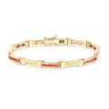 Princess Orange Sapphire Channel Silver Tennis Link Bracelet by Fine Color Jewels