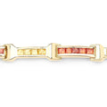 Princess Orange Sapphire Channel Silver Tennis Link Bracelet by Fine Color Jewels
