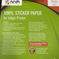 Printable Vinyl Sticker Paper for Inkjet, Matte White, 100 Self-Adhesive Sheets by Price Is Right Miami