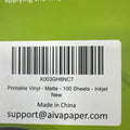 Printable Vinyl Sticker Paper for Inkjet, Matte White, 100 Self-Adhesive Sheets by Price Is Right Miami