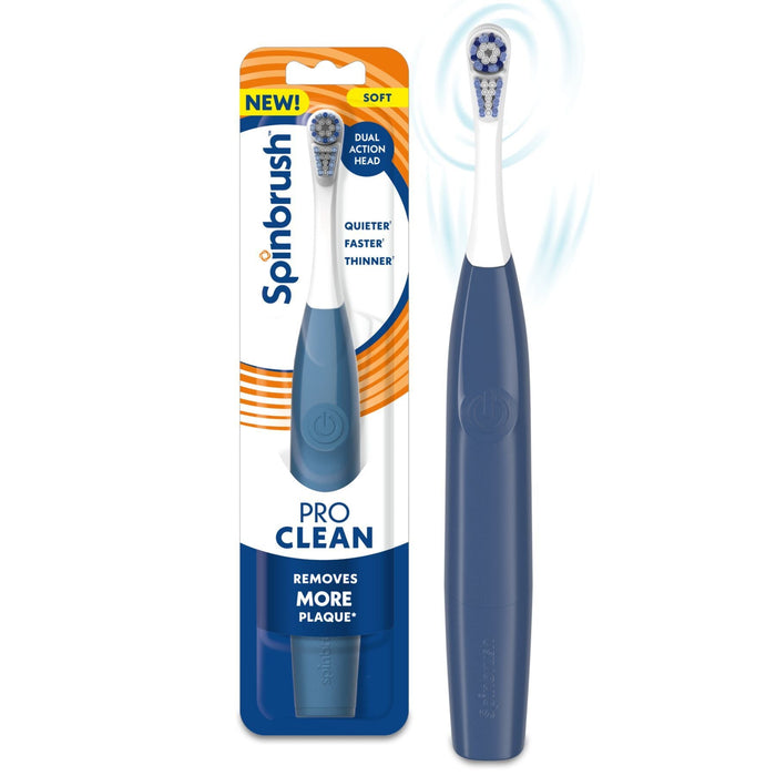 Spinbrush Pro Whiten Battery Powered Toothbrush, Soft Bristles, Light Blue – 1 Count by Pasteur Pharmacy