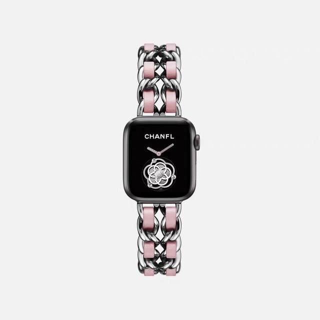 Stainless Steel & Leather Apple Watch Strap Series 10/9/8/7/6/5/4/ SE / Ultra 1/2/3 by Arleathercraft