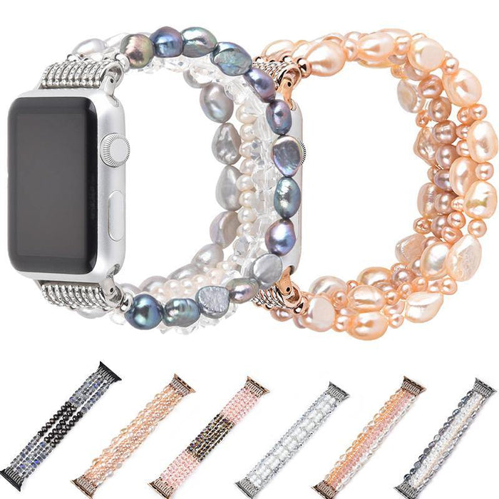 Real Pearl Apple Watch Band Series 11/10/9/8/7/6/5/4/ SE / Ultra 1/2/3 by Arleathercraft