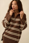 Promise the Label Striped Knit Quarter-Zip Sweater