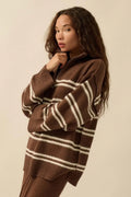 Promise the Label Striped Knit Quarter-Zip Sweater by Boutique 23