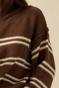 Promise the Label Striped Knit Quarter-Zip Sweater by Boutique 23